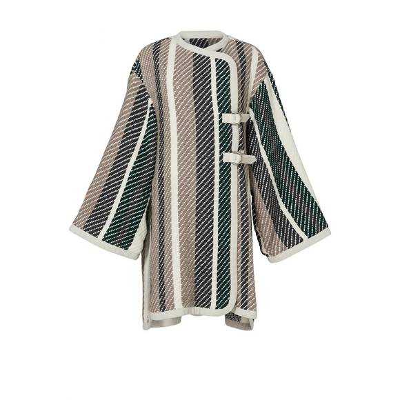 SEE BY CHLOE oversize stripe blanket coat in green - Picture 4 of 4